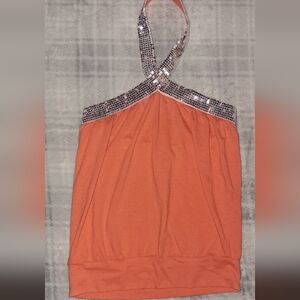 Orange Tank Top With Sequin M/L